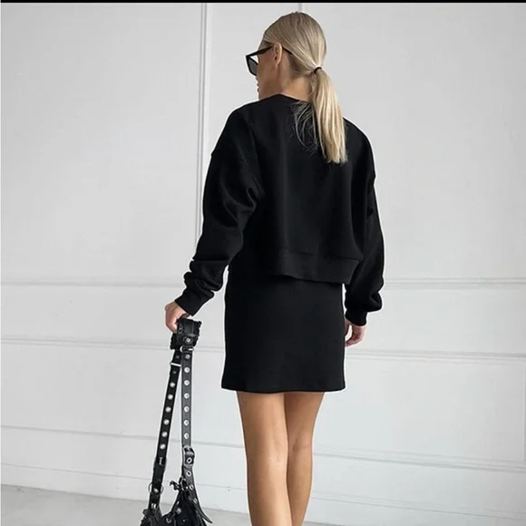 NWT Two-Piece Total Look Black Sweater + Skirt Set - Picture 4 of 4